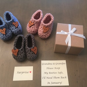 Grandparents Pregnancy Announcement, Announcement Booties, Pregnancy Announcement Grandma , Bootie Reveal Grandparents, Baby Announcement image 1