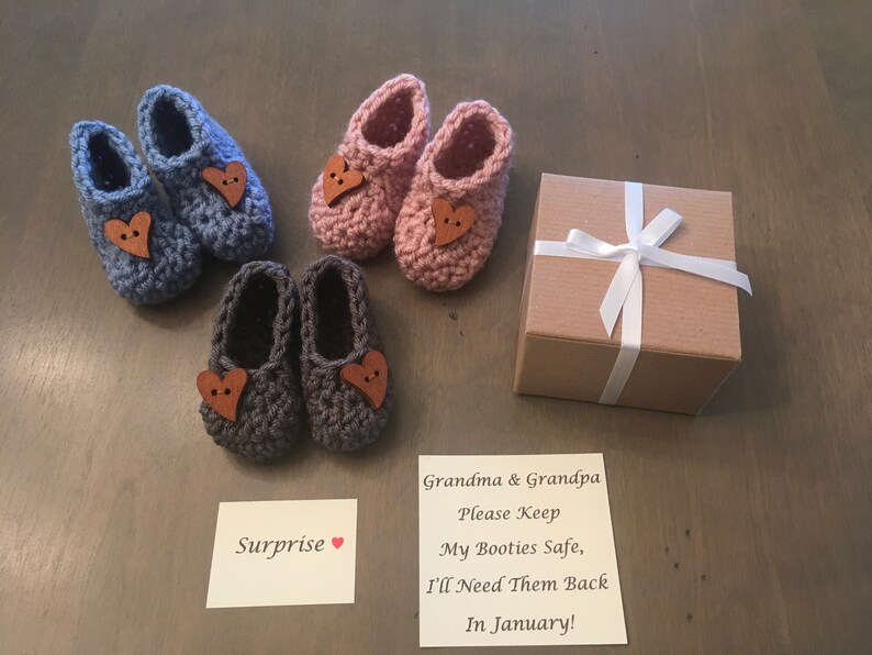 Grandparents Pregnancy Announcement, Announcement Booties, Pregnancy Announcement Grandma , Bootie Reveal Grandparents, Baby Announcement image 1