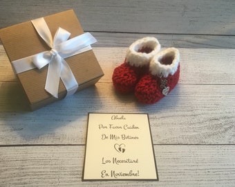 Spanish pregnancy announcement,  Christmas booties, Abuela baby announcement box, Abuelos  pregnancy reveal bootie box, Abuela booty box