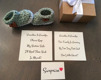 Pregnancy Announcement,  Pregnancy Announcement Grandparents, Grandparents Pregnancy Reveal Booties