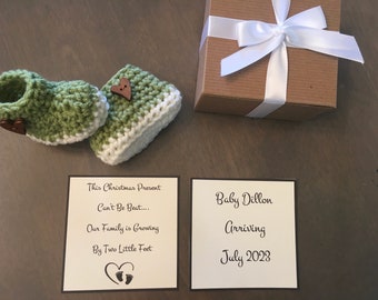 Christmas  Pregnancy Announcement, Parents Christmas  Pregnancy Bootie Announcement, Grandparents Pregnancy Reveal Bootie Box