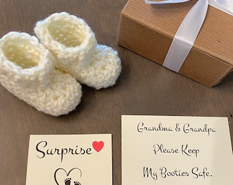 Baby Announcement, Pregnancy Announcement Grandparents, Baby  Reveal Grandparents, Pregnancy Reveal Booties, Baby Reveal Bootie