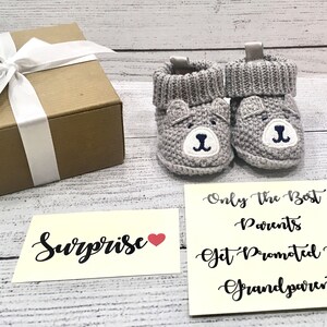 Parents Pregnancy Announcement, Baby Announcement Grandparents, Baby Announcement Booties, Grandparents Pregnancy Reveal Booties