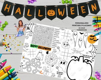 Napperon d'activité d'Halloween pour fête d'anniversaire | Napperon d’activité d’Halloween | Coloriages d'Halloween | Imprimables pour Halloween