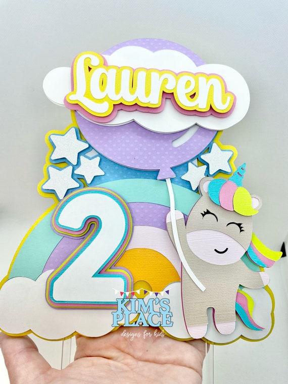 Unicorn Cake Topper, Rainbow Cake Topper, Birthday Cake Topper, by Kim ...
