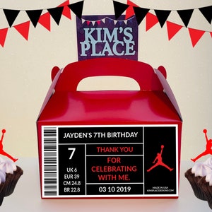 Digital Jordan Party Favor Box Label, Party Favors, Party Bags, Birthday Favors, Birthday Decorations, Jordan theme, Jumpman Party image 2