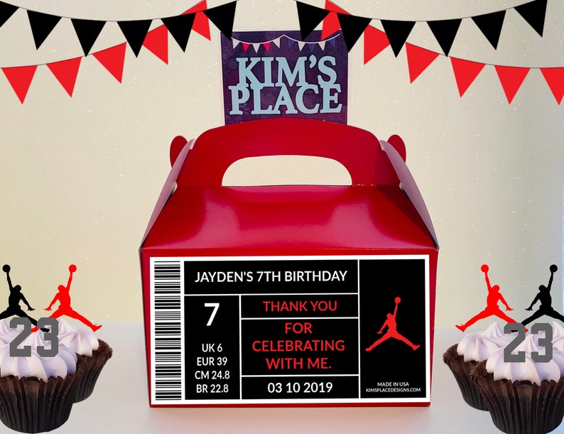 Digital Jordan Party Favor Box Label, Party Favors, Party Bags, Birthday Favors, Birthday Decorations, Jordan theme, Jumpman Party image 2