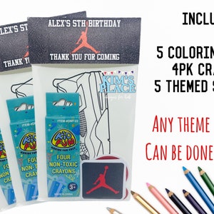 Jordan Theme Coloring Kits, Sneaker Coloring Activity Kit, Jordan Birthday Party Favors, Coloring Pages, Party Favors, Birthday Favors