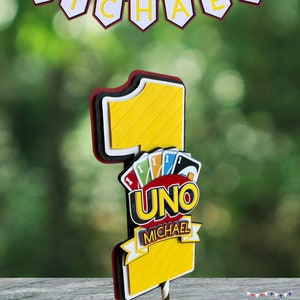 1st Birthday Uno Cake Topper | Uno Birthday Theme | Number 1 Cake topper | First Birthday Cake Topper | Card Game Cake Topper | UNO Topper