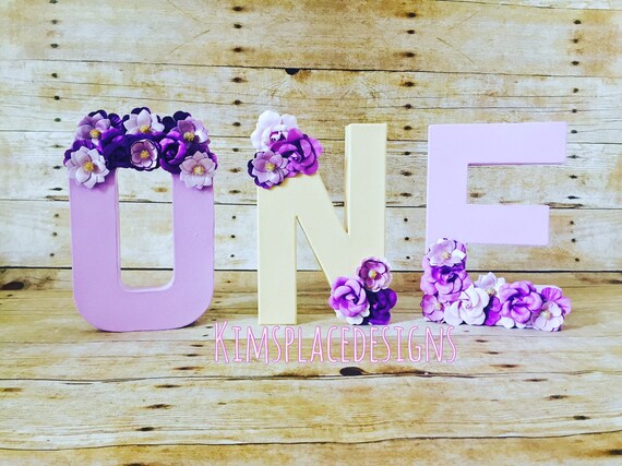 Floral Birthday One Letters Lilac And White First Birthday