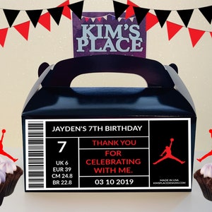 Digital Jordan Party Favor Box Label, Party Favors, Party Bags, Birthday Favors, Birthday Decorations, Jordan theme, Jumpman Party