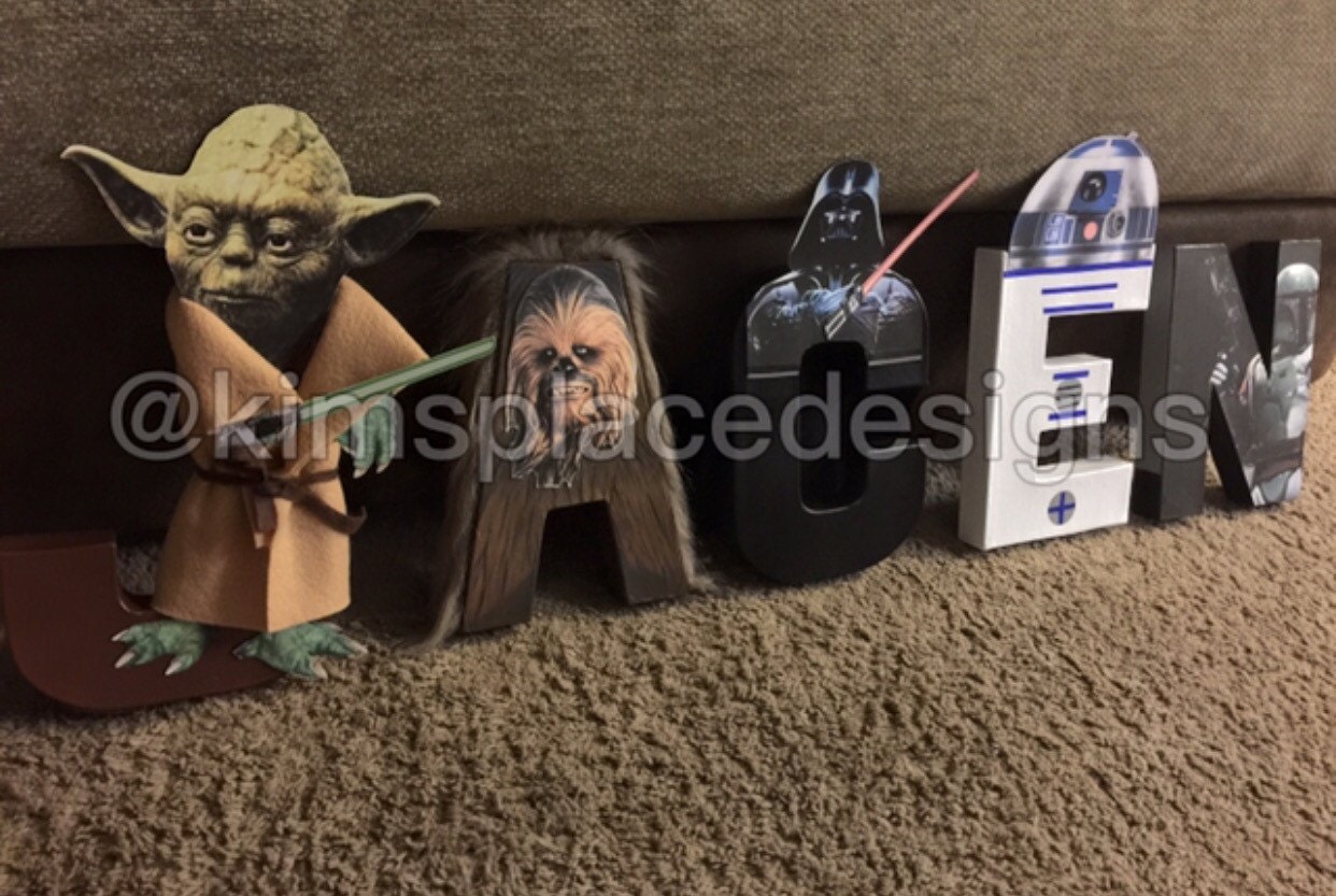 Star Wars Letters Paper Mache Letters Yoda Boba Fett Etsy