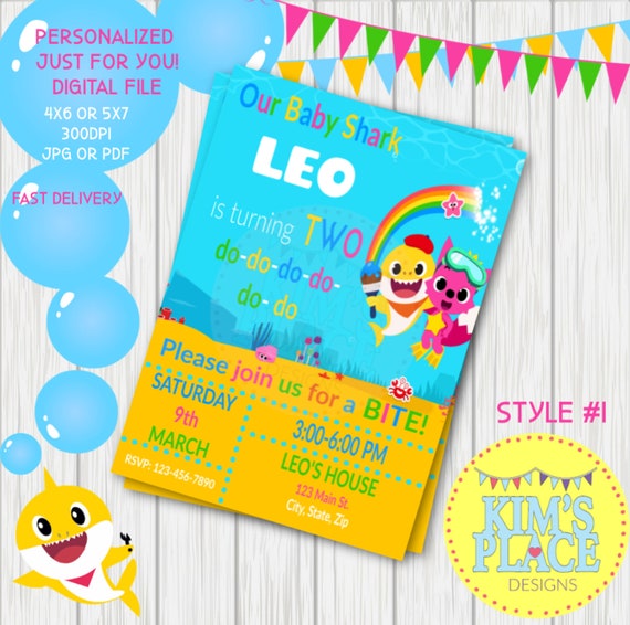 Shark Birthday Party Invitation, Shark Birthday Party, Shark Digital Download, Under the Sea Birthday Il_570xn