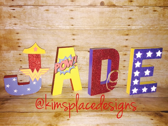 Wonder Woman Letters Custom Decor Letters Superhero Party Decor