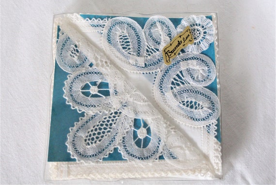 Ladies Vintage Brussels Lace Handkerchief