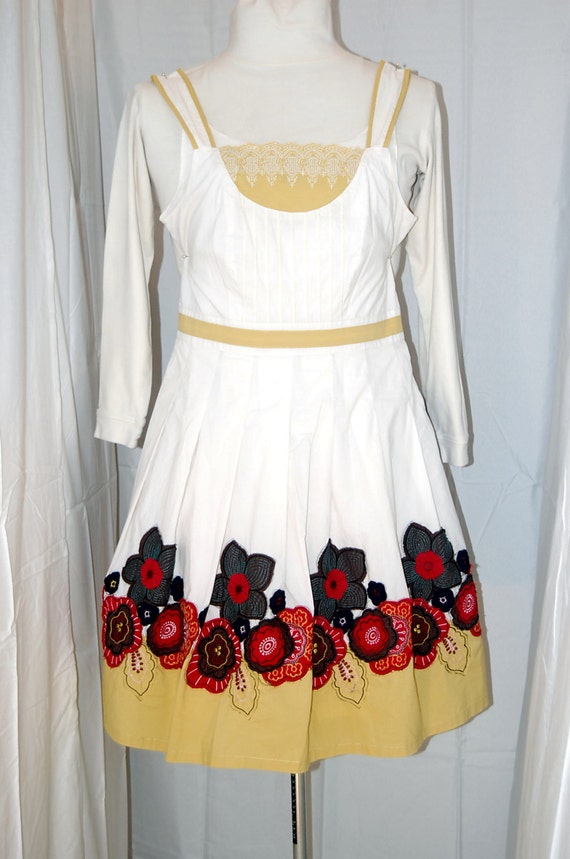 Size 8 vintage sundress floral appliques embroide… - image 5