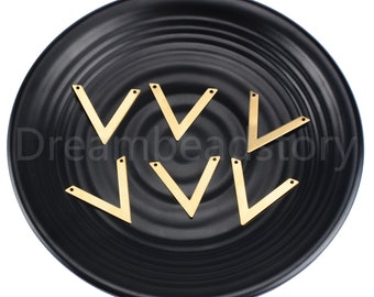 0.8mm thickness one hole charms findings OZ3622-120 Triangle Hammered raw brass 40x8mm