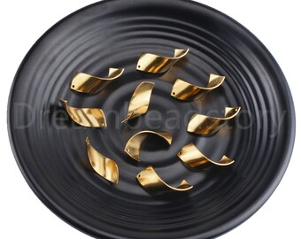 10 Pieces Raw Brass Waved-Curved Rectangle Bar 4079C 53x2mm