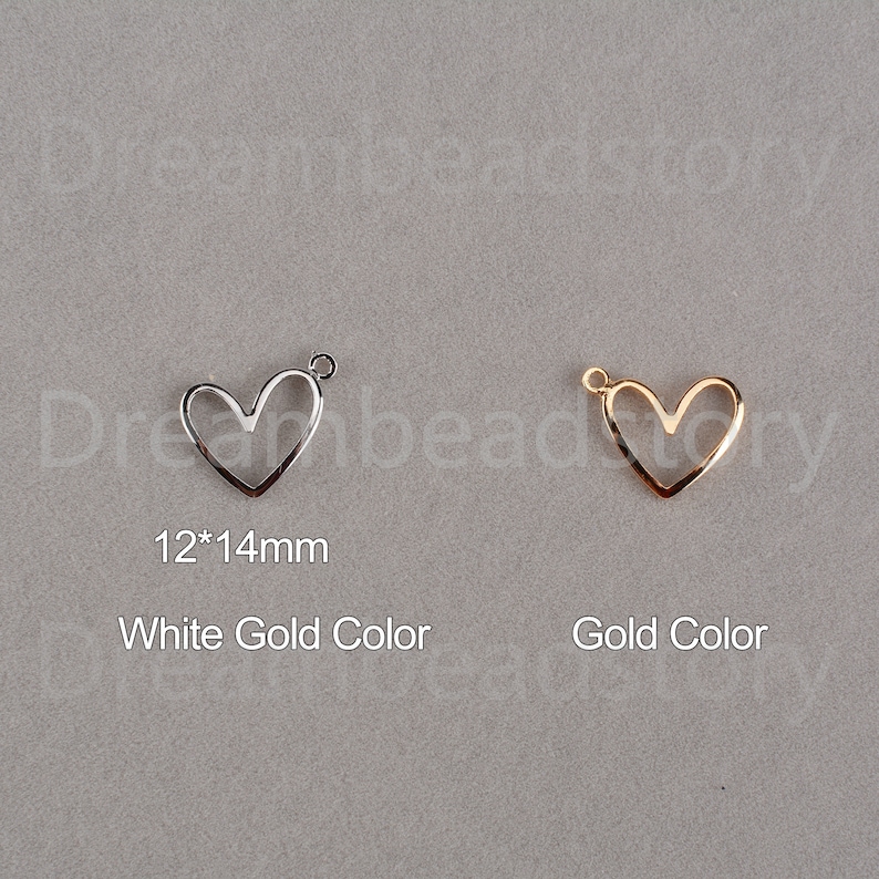 2-200 Pcs 18K Gold White Gold Filled Brass Hollow Heart Geometric Charms Pendant for Necklace Earrings Making 12*14mm 1 Loop