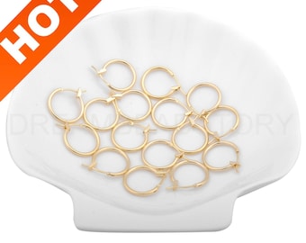 4-50 Pcs Gold Hoops for Earring Making 14K/ 18K Gold Plated Hypoallergenic Hoop Earwire Finding Component Bulk Supplies (14mm/ 16mm)