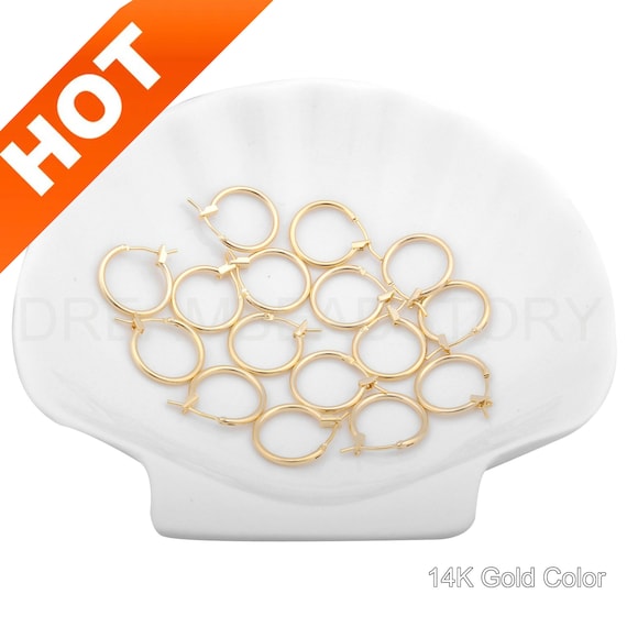 4-50 Pcs Gold Hoops for Earring Making 14K/ 18K Gold Plated Hypoallergenic Hoop Earwire Finding Component Bulk Supplies (14mm/ 16mm)