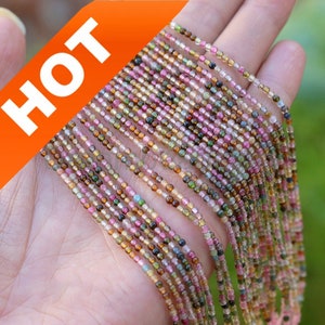 2mm Tourmaline Seed Beads Translucent Iced Genuine Rainbow Tourmaline Gemstone Small Size Beads Sold by Strand