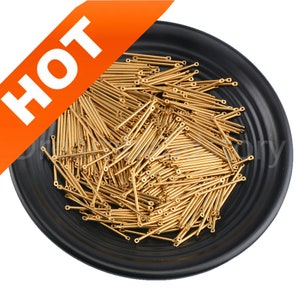 100-1000 Pcs Raw Brass Bar Charms 16/ 18/ 19 Gauge Sideways Stick Link Connector Round Long Link Findings ( 2 Holes )