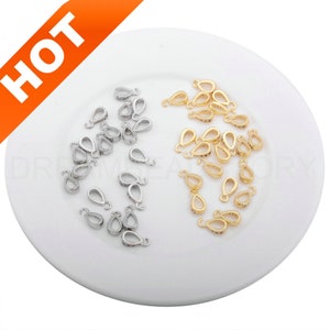 2-100 Pcs 14K Gold Plated Pendant Bail with Open Ring and Rhinestone Open Loop Pendant Charm Clasp Holder