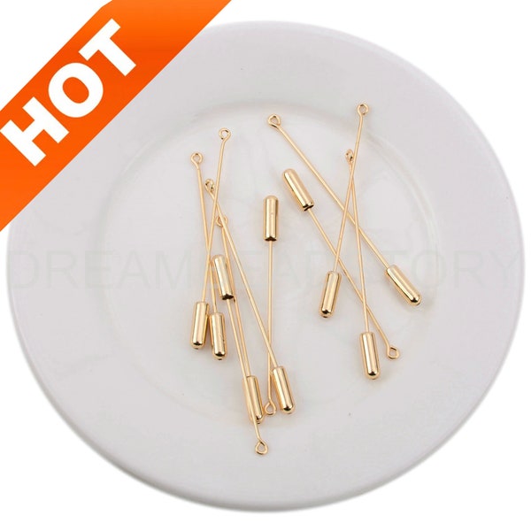 4-200 Pcs 14K Gold Plated Stick Pin Blanks/ Lapel Pin/ Brooch Pin/ Long Eye Pin Supply