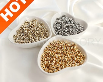 10-100 Pcs Silicone Spacer Beads 14K/18K Gold Grip Slider Stopper Beads Rubber Slider Chain Stopper Clasp Finding (3 4 5mm)