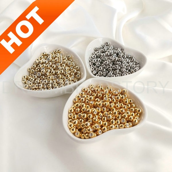 10-100 perles d'espacement en silicone, or 14 carats/18 carats, poignée de curseur, bouchon de chaîne en caoutchouc, bouchon de chaîne, fermoir (3 4 5 mm)