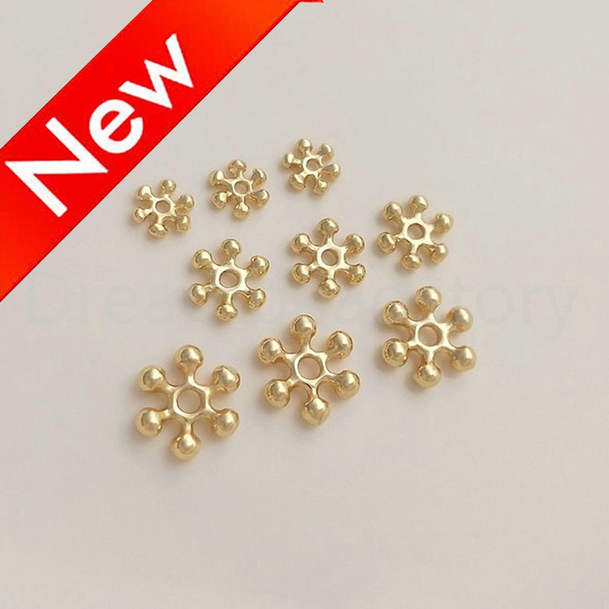 50pcs Silver Plated Metal Snowflake Spacer Beads – 4mm, Tibetan Filigree Style