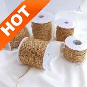 14K Gold Plated Over Brass Chain for Jewelry Making Oval/ Round Link Cable Chain Online Supplies