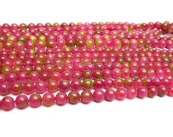 Watermelon Quartz Beads, Round Watermelon Crystal Quartz, 4 6 8 10 12 14mm Crystal Quartz Strands, Full Strand 15 Inch, DIY Beads (B54)