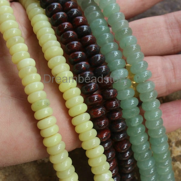 Natural Gemstone Beads Wholesale, Aventurine/ Red Jasper/ Sodalite/ Lemon Jade 4*8mm Rondelle Spacer Beads to Make Jewelry