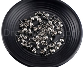 50-500 paires en acier inoxydable Hypoallergénique Cup Pad Boucle d’oreille Post / Post-Cup Glue sur Pad Earring Blanks pour perles à moitié percées (3 4 5 6 8mm)