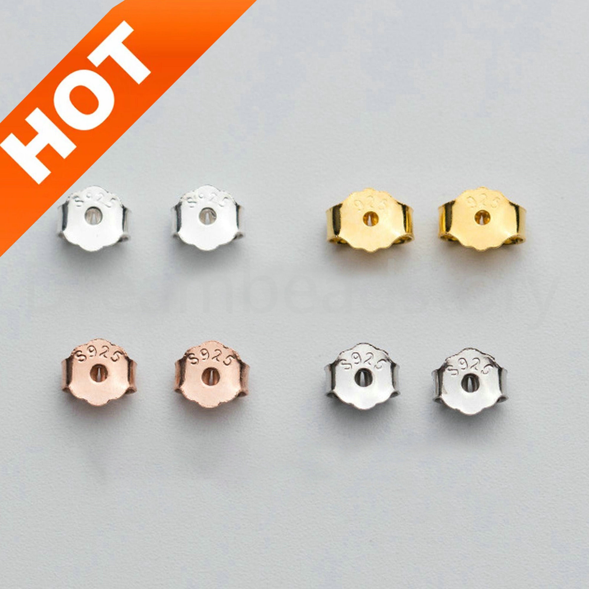 6mm x 4mm 10pcs Gold Plated 304 Stainless Steel Earring Backs Earnuts Wing  Nuts