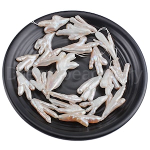 Branch Pearl Beads 2/3 Branch Chicken Claw Pearls Irregular Hand Shape Pearl 20-40mm Unique Natural White Biwa Pearls (Sold by 1 Strand)