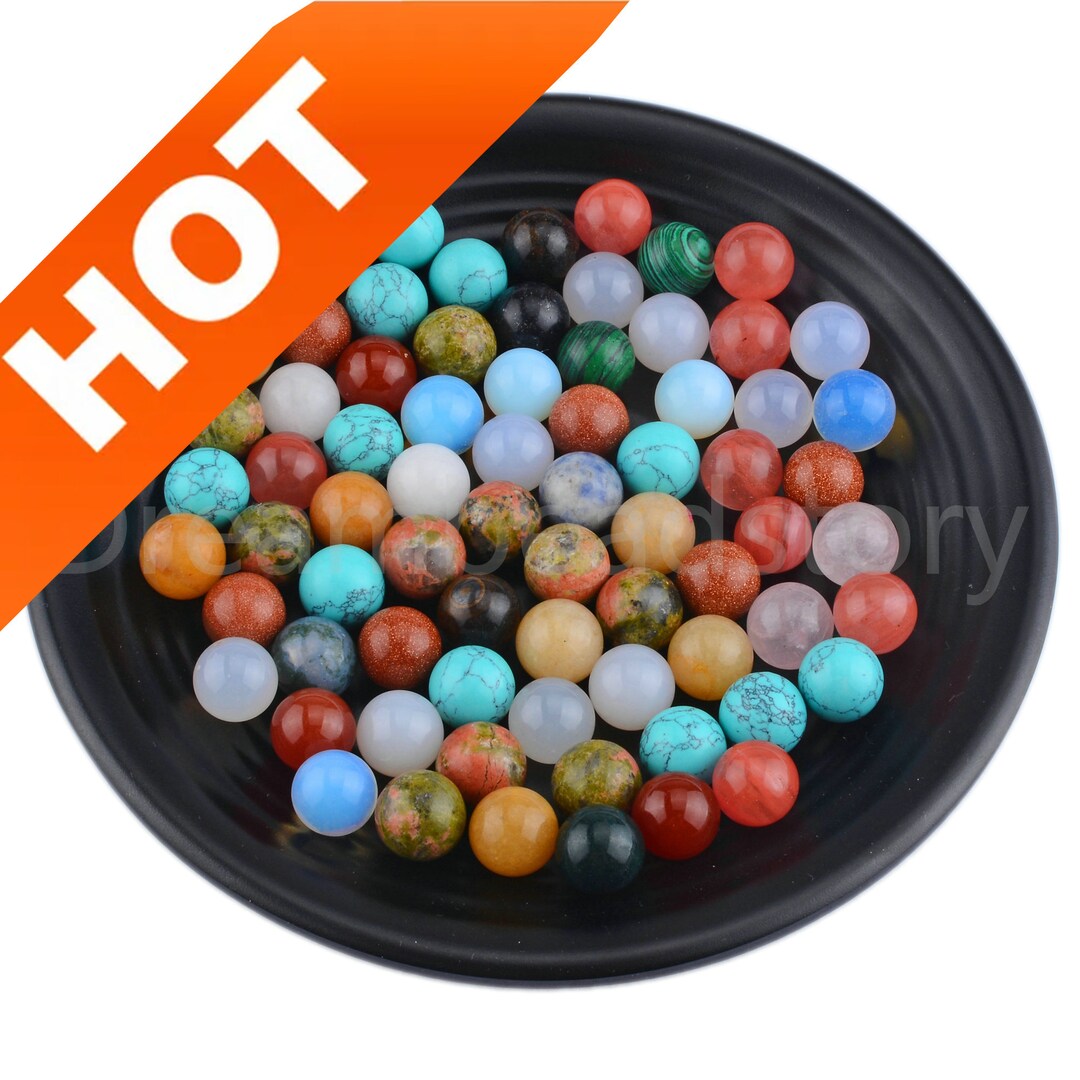 No Hole Beads for Jewelry Making Natural Gemstone Round 10mm 12mm Loose