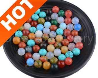 Cuentas sueltas sin agujeros para hacer joyas, piedras preciosas naturales redondas de 10 mm y 12 mm, sin agujeros, se venden por 100 unidades.
