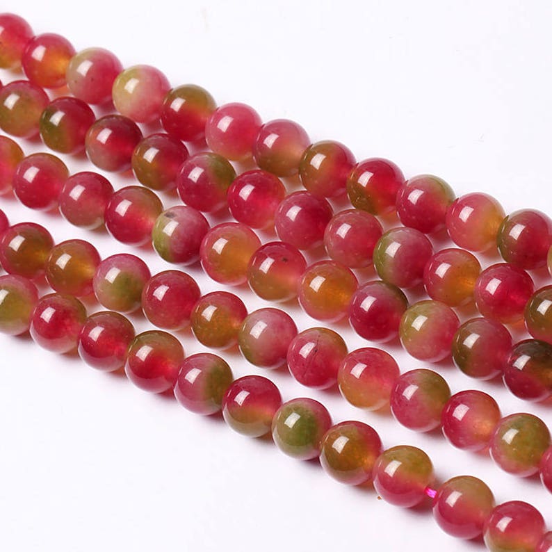 Watermelon Jade Beads Smooth Round Jade Gemstone Beads for Etsy