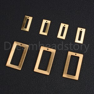 20-500 Pcs Raw Brass Hollow Rectangle Charms Pendant Finding Link Connector for Jewelry Making 1 Hole image 10