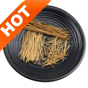 100-1000 Pcs Raw Brass 21 Gauge Flat Head Pins Wholesale 16mm 18mm 22mm 28mm 30mm 35mm 40mm 50mm 55mm 60mm 70mm 80mm Long