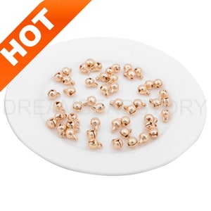 10-500 peças pingentes de sino banhados a ouro 14k pequenos pingentes de metal em forma de sino redondo fofo para suprimentos de fabricação de joias (5/6/8 mm sem som)