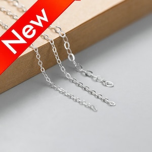 Silver Jewelry Chain Supplies - 925 Sterling Silver Rolo Link Chain - DIY Craft Component