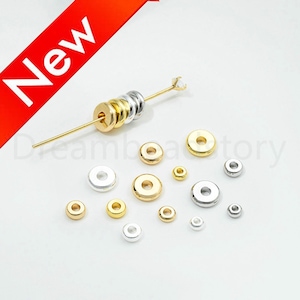 Metal Spacer Beads Bulk Wholesale, Mini Rondelle Beads for Jewelry Making,14K Real Gold/18K Gold/White Gold/Silver Plated Over Brass Finding