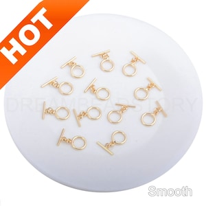 2-20 Sets Toggle Clasp Lots Supplies 14K Gold Plated Smooth/ Textured Toggle and Bar End Closure Finding Bulk Wholesale