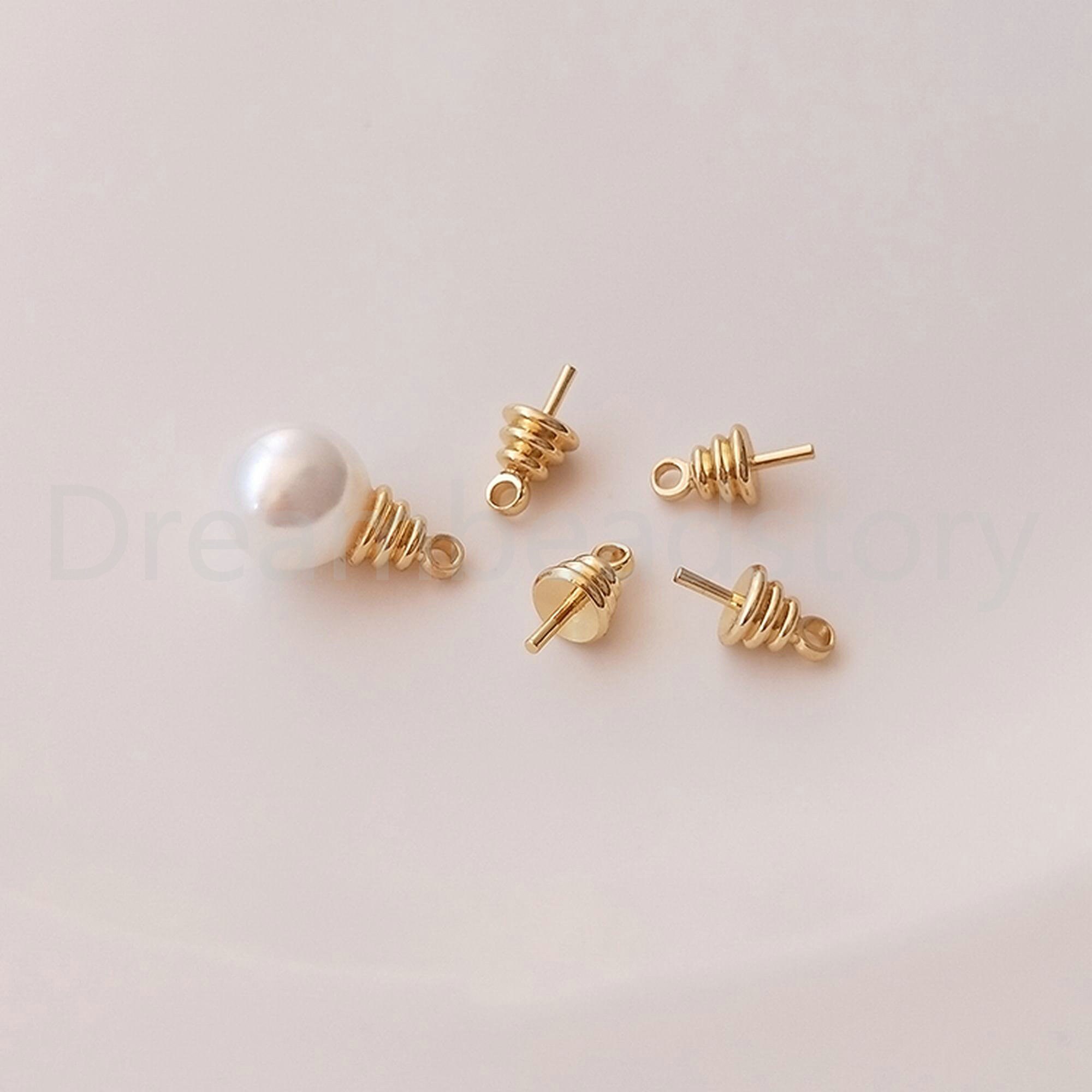 10500 Pcs 14K Gold Plated Bead Cap Bail Peg for Half Drilled Etsy