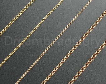5-10 Meters Brass Chain/ Small Oval Cable Chain/ Oval Link Rolo Chain/ Necklace Bracelet Earring Chains