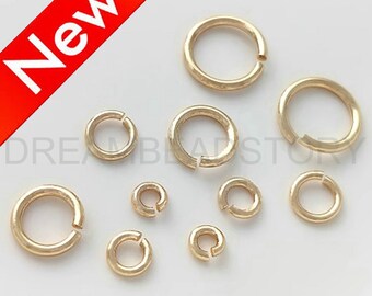 Dikke springringbenodigdheden, 14K echt gouden springring voor het maken van sieraden Dikke en sterke open springring (4/5/6/8/10 mm 18 gauge)